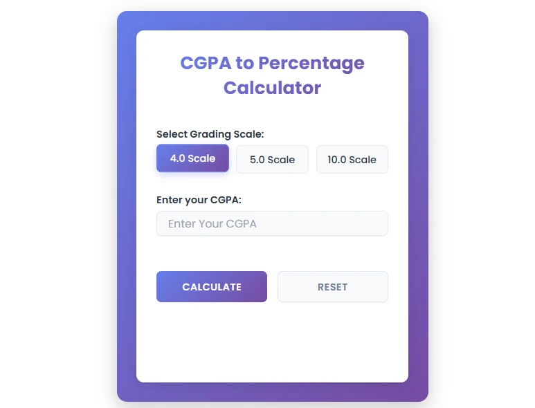 CGPA To Percentage Calculator