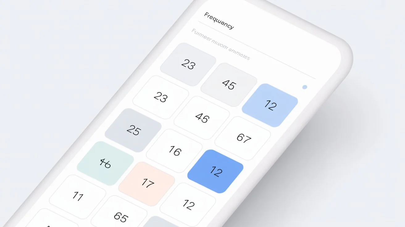 Visual example of Teer Number Calculator showing repeating two-digit numbers using frequency analysis